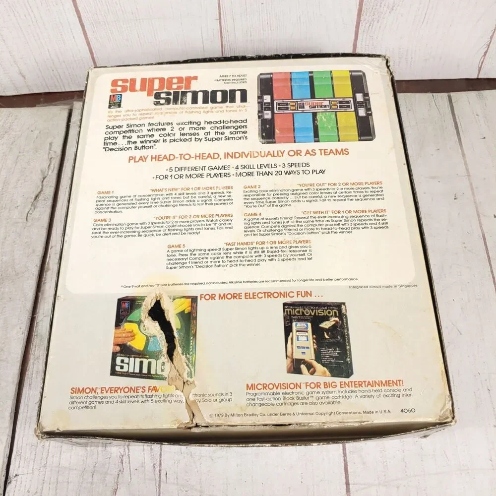 Vintage 1980 Milton Bradley SUPER SIMON Electronic Memory Game TESTED WORKING